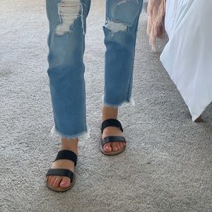 Black & Tan Double Strap Sandal